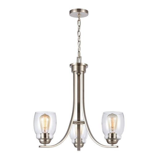 Atlas Lighting Calistoga 23'' Wide 3Lt Chandelier, Nickel/Clear