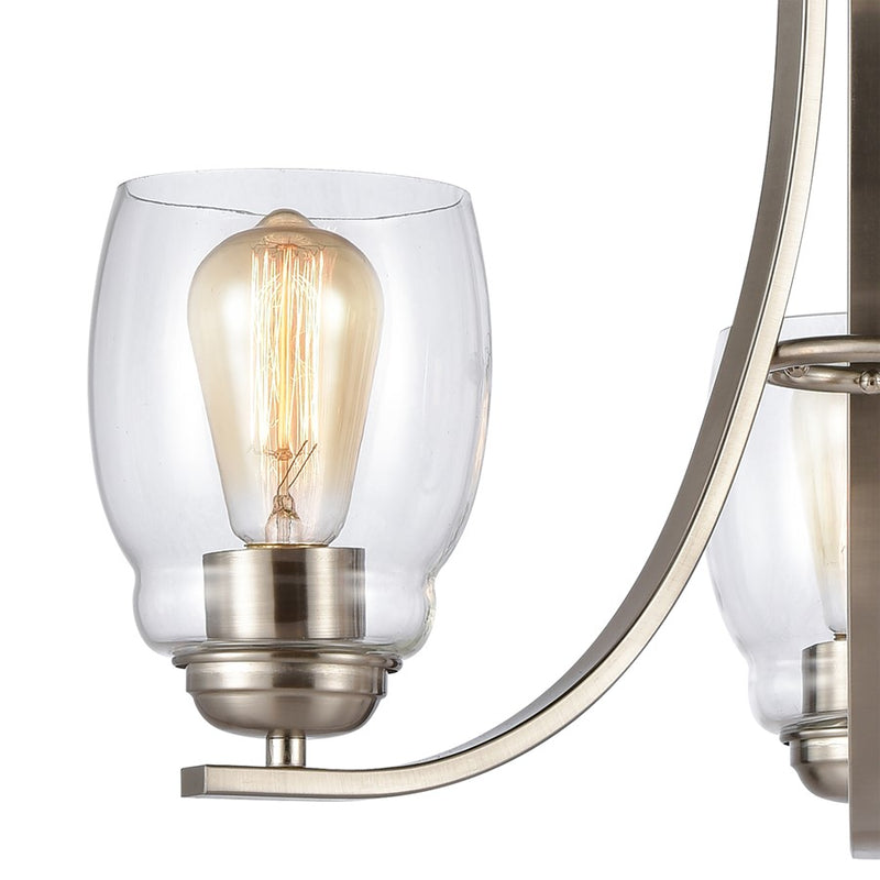 Atlas Lighting Calistoga 23in 3-Light Chandelier | Traditional Brushed Nickel and Clear Glass | Dining Room & Breakfast Nook | Model CL11106-NK
