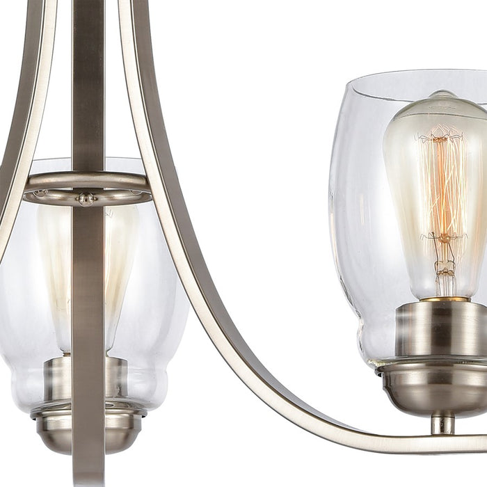 Atlas Lighting Calistoga 23'' Wide 3Lt Chandelier, Nickel/Clear