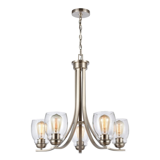 Atlas Lighting Calistoga 25'' Wide 5Lt Chandelier, Nickel/Clear