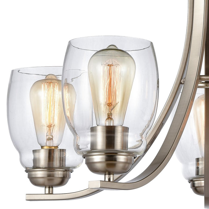 Atlas Lighting Calistoga 25'' Wide 5Lt Chandelier, Nickel/Clear