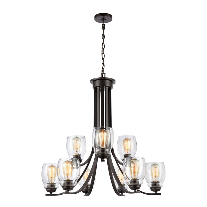 Atlas Lighting Calistoga 30.5'' Wide 9Lt Chandelier, Bronze/Clear