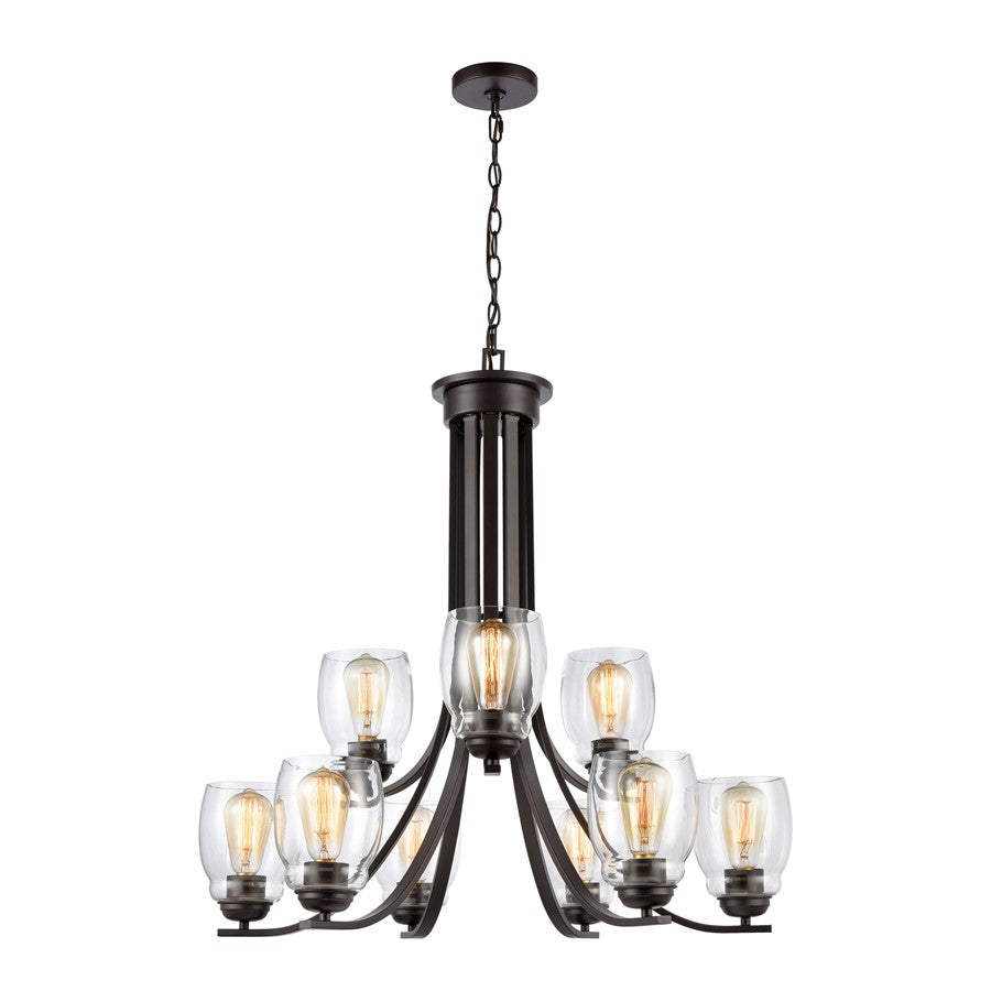 Atlas Lighting Calistoga 30.5'' Wide 9Lt Chandelier, Bronze/Clear