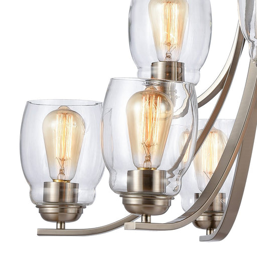Atlas Lighting Calistoga 30.5'' Wide 9Lt Chandelier, Nickel/Clear
