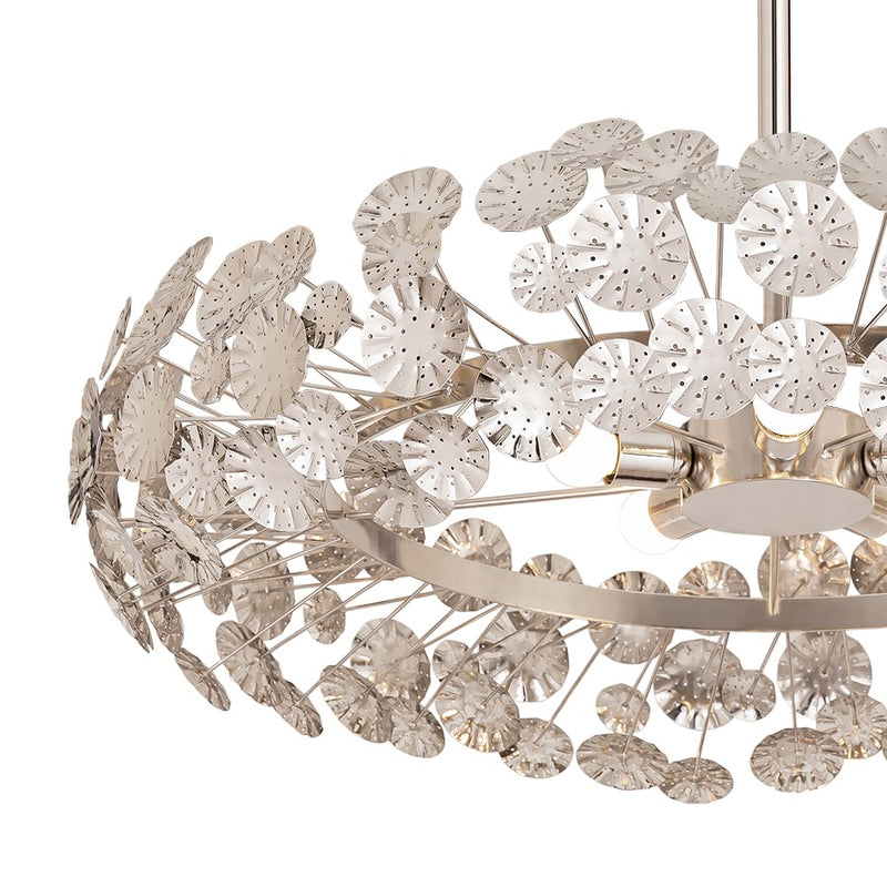 Atlas Lighting Camora 37in 5-Light Chandelier | Transitional Nickel Metal Flower Cluster | Dining Room & Living Room | Model CL11110-NK