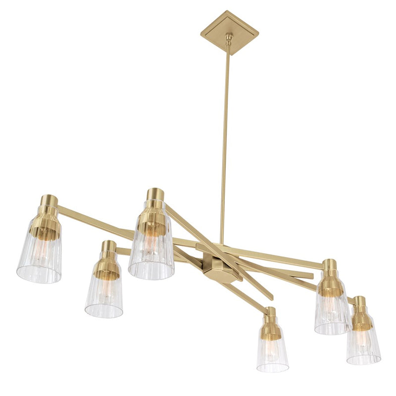 Atlas Lighting Carnival 49.5''W 6Lt Chandelier, Satin Brass/Clear
