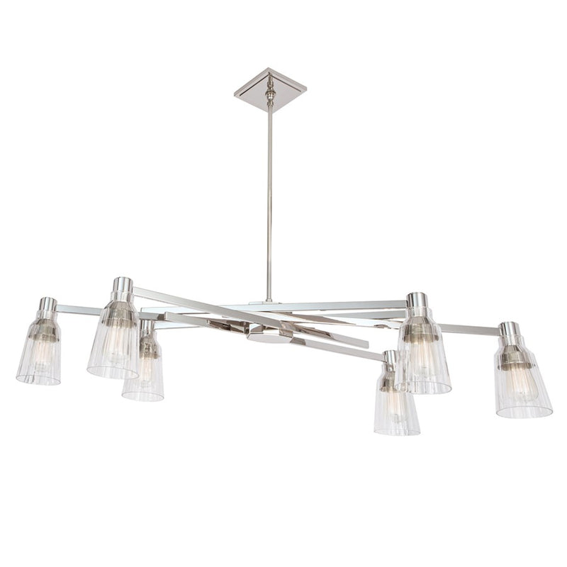 Atlas Lighting Carnival 49.5'' Wide 6Lt Chandelier, Nickel/Clear