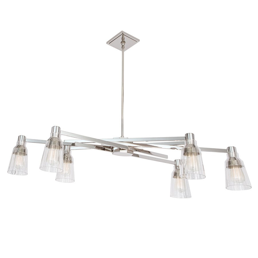 Atlas Lighting Carnival 49.5'' Wide 6Lt Chandelier, Nickel/Clear