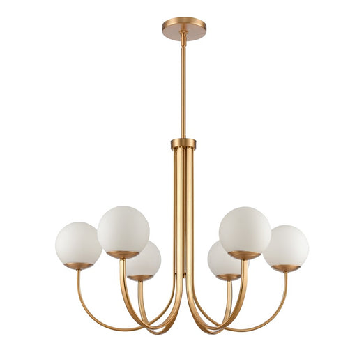 Atlas Lighting Caroline 32''W 6Lt Chandelier, Brushed Gold/White