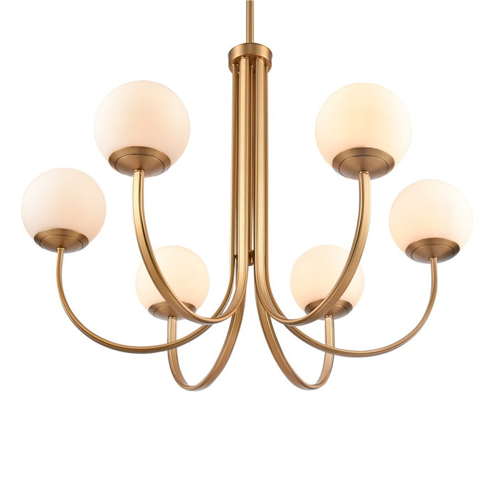 Atlas Lighting Caroline 32''W 6Lt Chandelier, Brushed Gold/White
