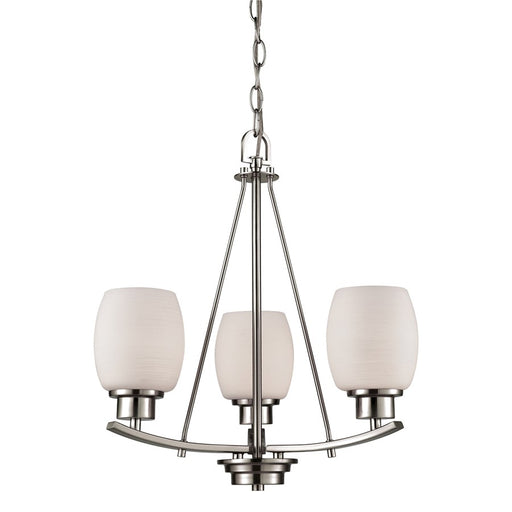 Atlas Lighting Casual Mission 17''W 3Lt Chandelier, Nickel/White
