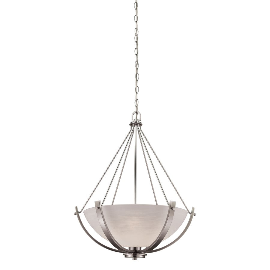 Atlas Lighting Casual Mission 21''W 3Lt Chandelier, Nickel/White