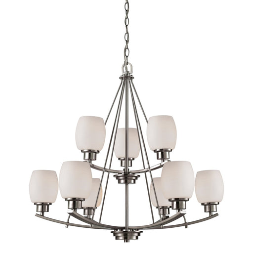 Atlas Lighting Casual Mission 29''W 9Lt Chandelier, Nickel/White