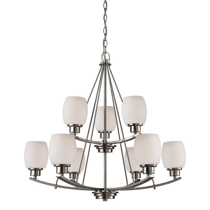 Atlas Lighting Casual Mission 29''W 9Lt Chandelier, Nickel/White