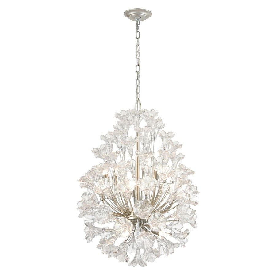 Atlas Lighting Celene 22'' Wide 12Lt Chandelier, Aged Silver/Clear