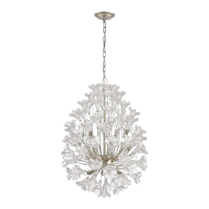 Atlas Lighting Celene 22'' Wide 12Lt Chandelier, Aged Silver/Clear