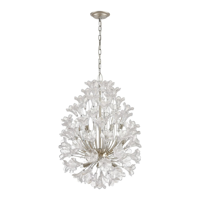 Atlas Lighting Celene 22in 12-Light Chandelier | Traditional Aged Silver and Clear Glass | Dining Room & Living Room | Model CL11120-SV