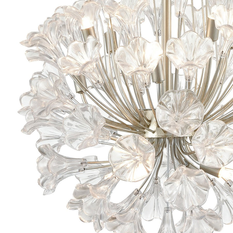 Atlas Lighting Celene 22'' Wide 12Lt Chandelier, Aged Silver/Clear