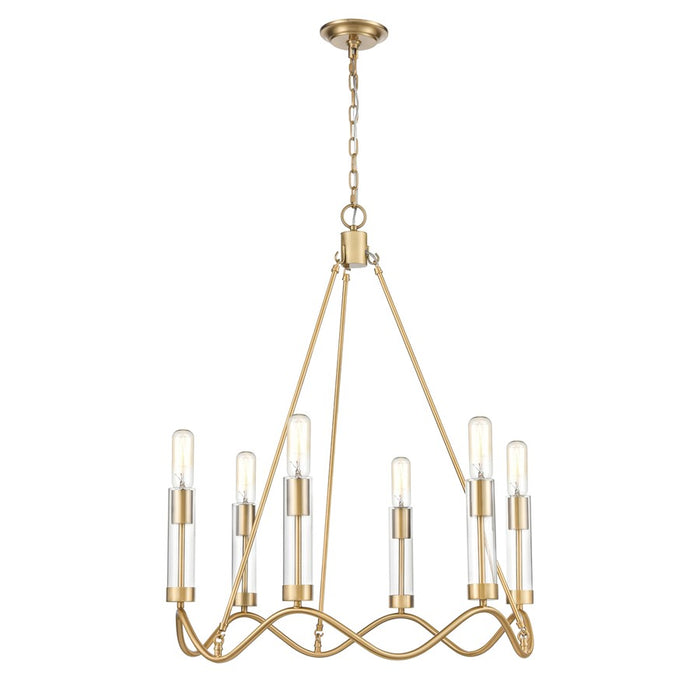 Atlas Lighting Celsius 27'' Wide 6Lt Chandelier, Satin Brass