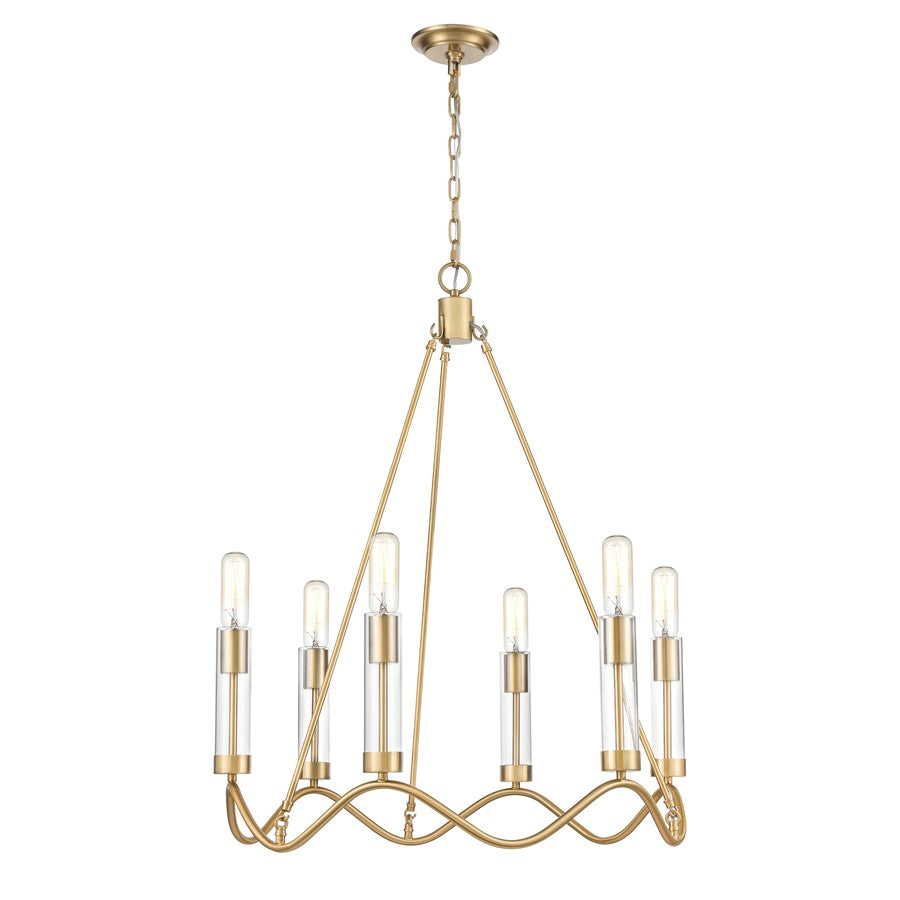 Atlas Lighting Celsius 27'' Wide 6Lt Chandelier, Satin Brass