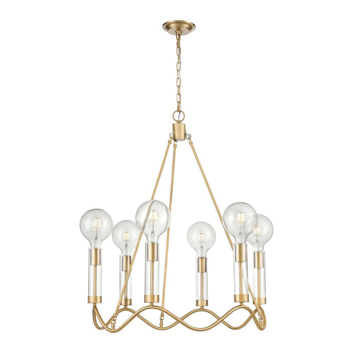 Atlas Lighting Celsius 27'' Wide 6Lt Chandelier, Satin Brass