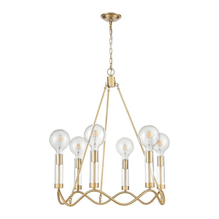 Atlas Lighting Celsius 27'' Wide 6Lt Chandelier, Satin Brass