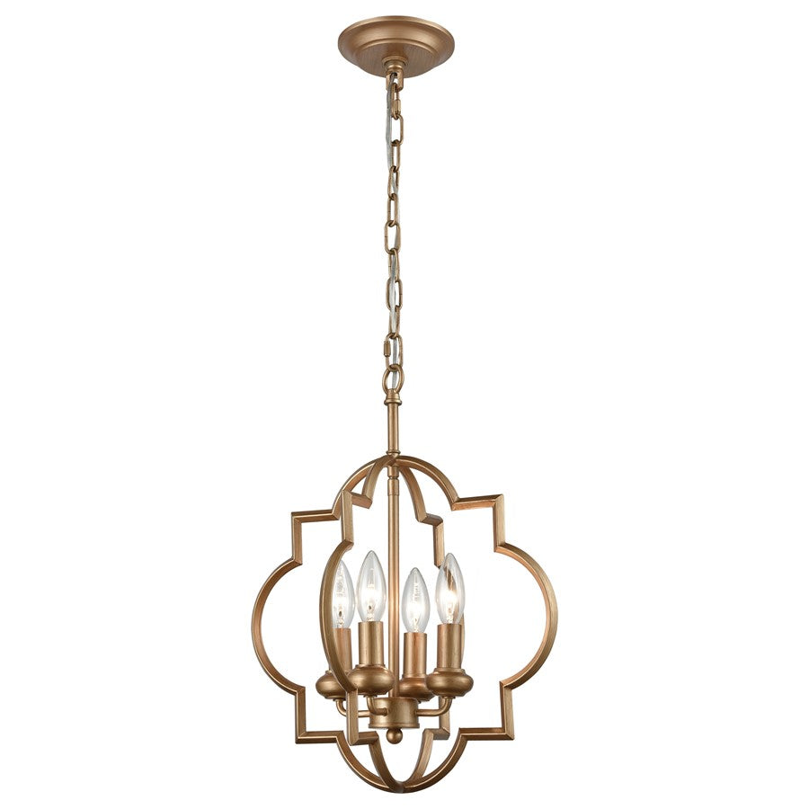 Atlas Lighting Chandette 14'' Wide 4Lt Chandelier, Matte Gold