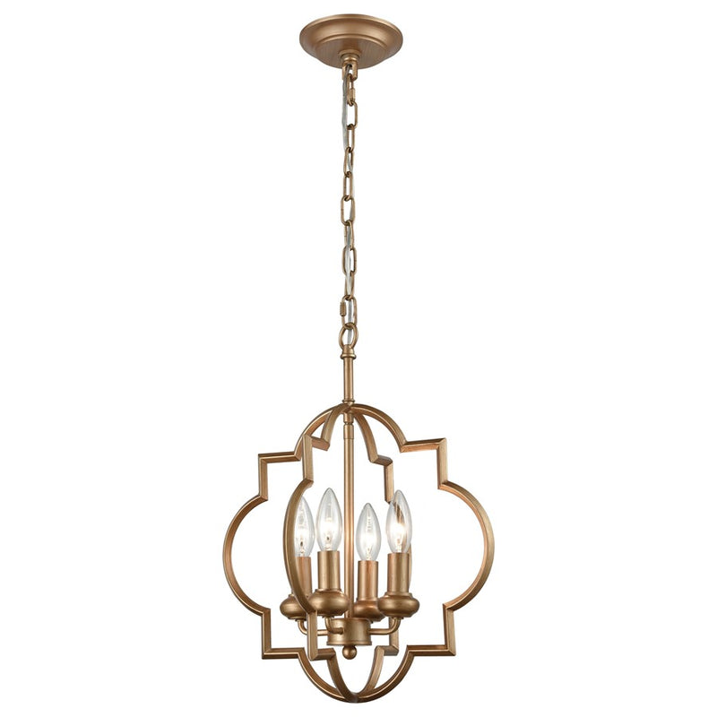Atlas Lighting Chandette 14in 4-Light Chandelier | Transitional Antique Brass Metal | Dining Room & Living Room | 14 x 14 x 18 in | Model CL11122-BS