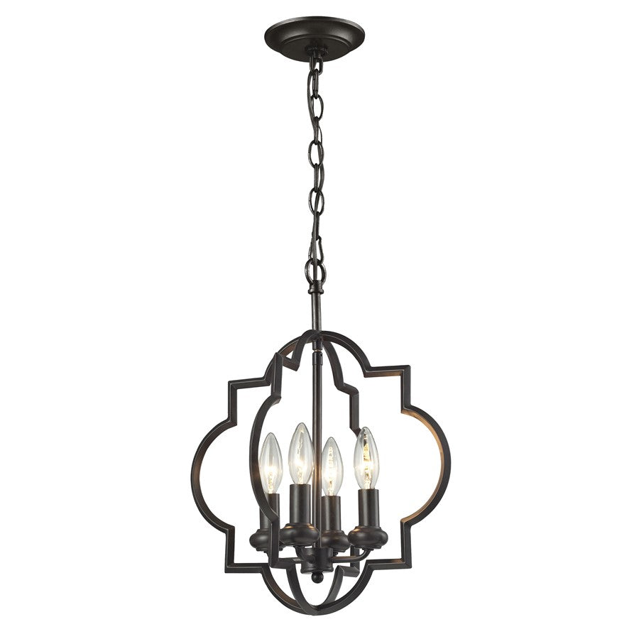 Atlas Lighting Chandette 14''W 4Lt Chandelier, Oil Rubbed Bronze