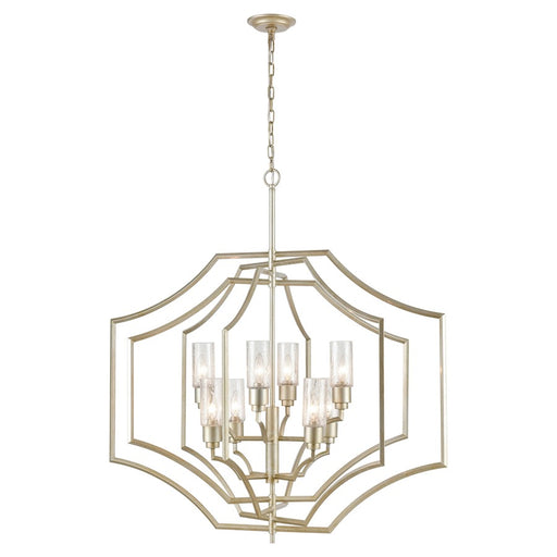 Atlas Lighting Cheswick 36'' Wide 8Lt Chandelier, Aged Silver/Clear