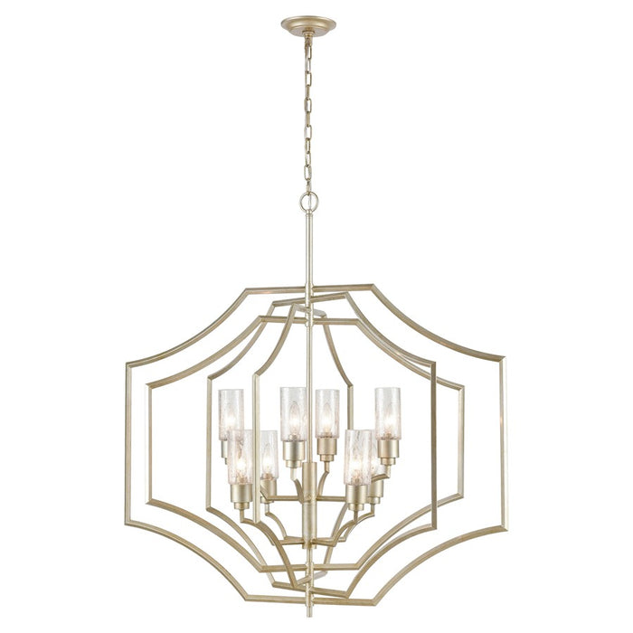 Atlas Lighting Cheswick 36'' Wide 8Lt Chandelier, Aged Silver/Clear