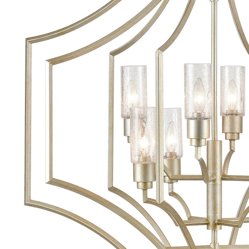 Atlas Lighting Cheswick 36'' Wide 8Lt Chandelier, Aged Silver/Clear