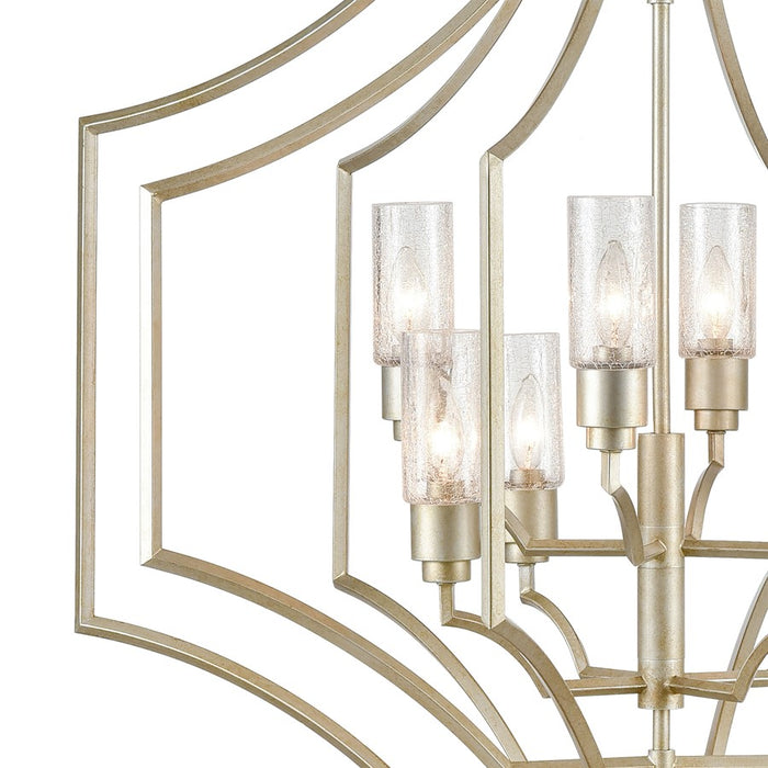 Atlas Lighting Cheswick 36'' Wide 8Lt Chandelier, Aged Silver/Clear