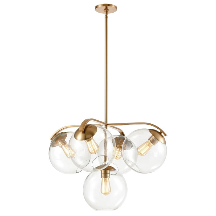 Atlas Lighting Collective 28''W 5Lt Chandelier, Satin Brass/Clear