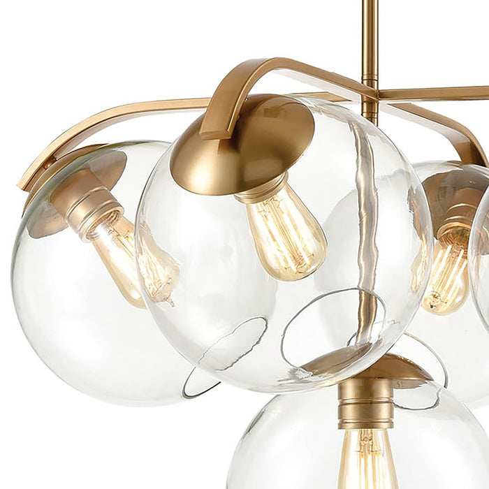 Atlas Lighting Collective 28''W 5Lt Chandelier, Satin Brass/Clear