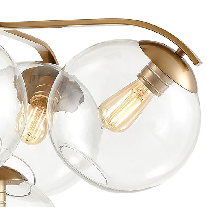 Atlas Lighting Collective 28''W 5Lt Chandelier, Satin Brass/Clear