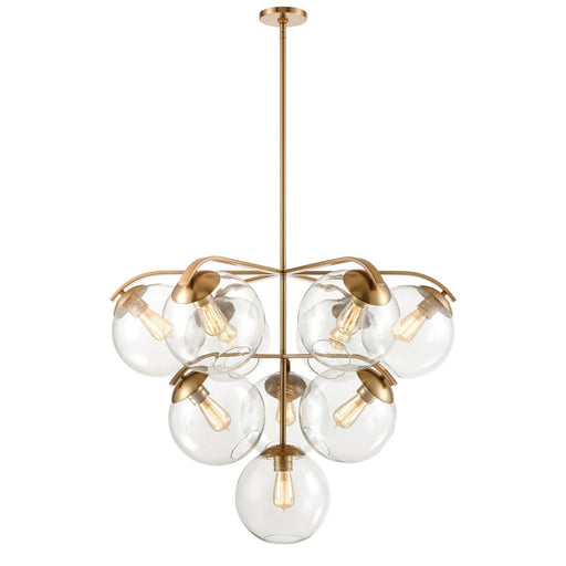 Atlas Lighting Collective 36'' Wide 10Lt Chandelier, Brass/Clear