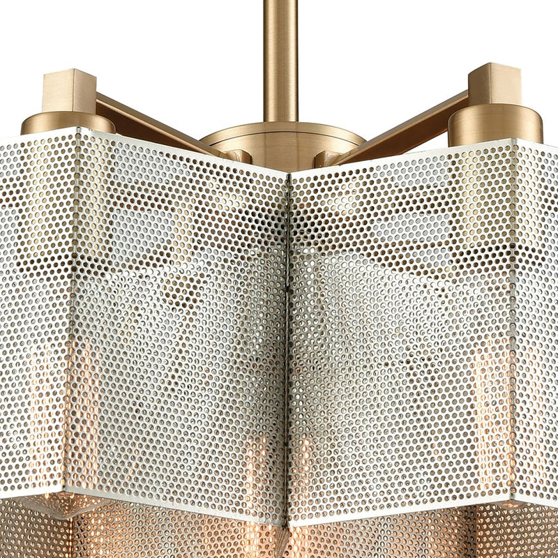 Atlas Lighting Compartir 20in 7-Light Chandelier | Satin Brass and Polished Nickel | Dining Room & Kitchen Island | 20 x 20 x 9 in | Model CL11130-BS