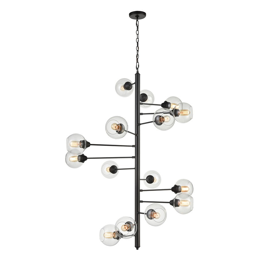 Atlas Lighting Composition 38.75''W 15Lt Chandelier, Bronze/Clear