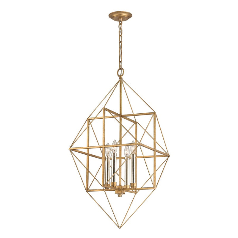 Atlas Lighting Connexions 16'' Wide 4Lt Chandelier, Gold Leaf