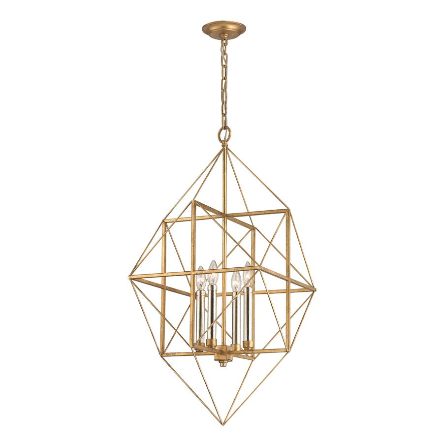 Atlas Lighting Connexions 16'' Wide 4Lt Chandelier, Gold Leaf