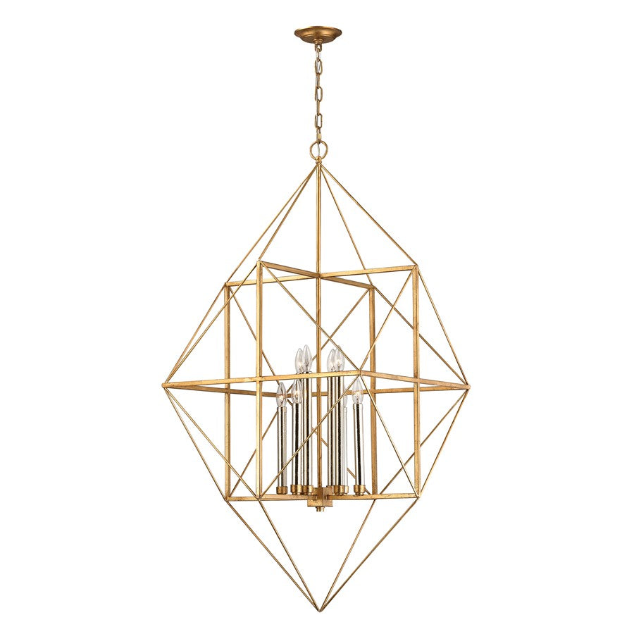 Atlas Lighting Connexions 24'' Wide 8Lt Chandelier, Gold Leaf
