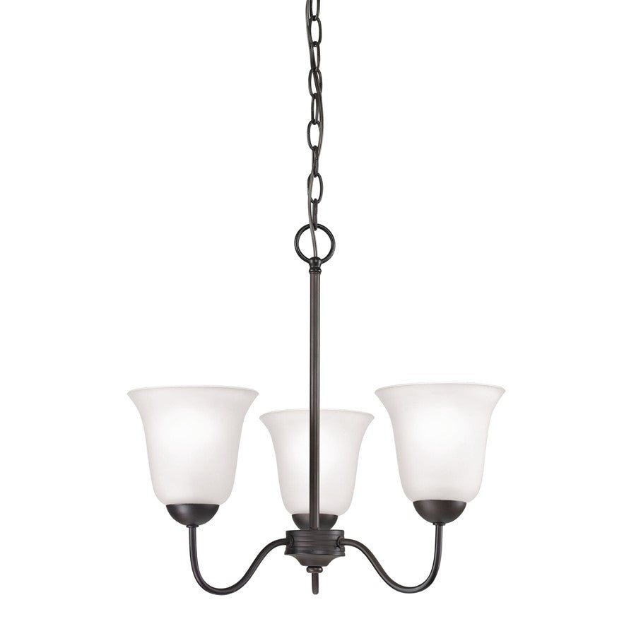 Atlas Lighting Conway 19'' Wide 3Lt Chandelier, Bronze/White