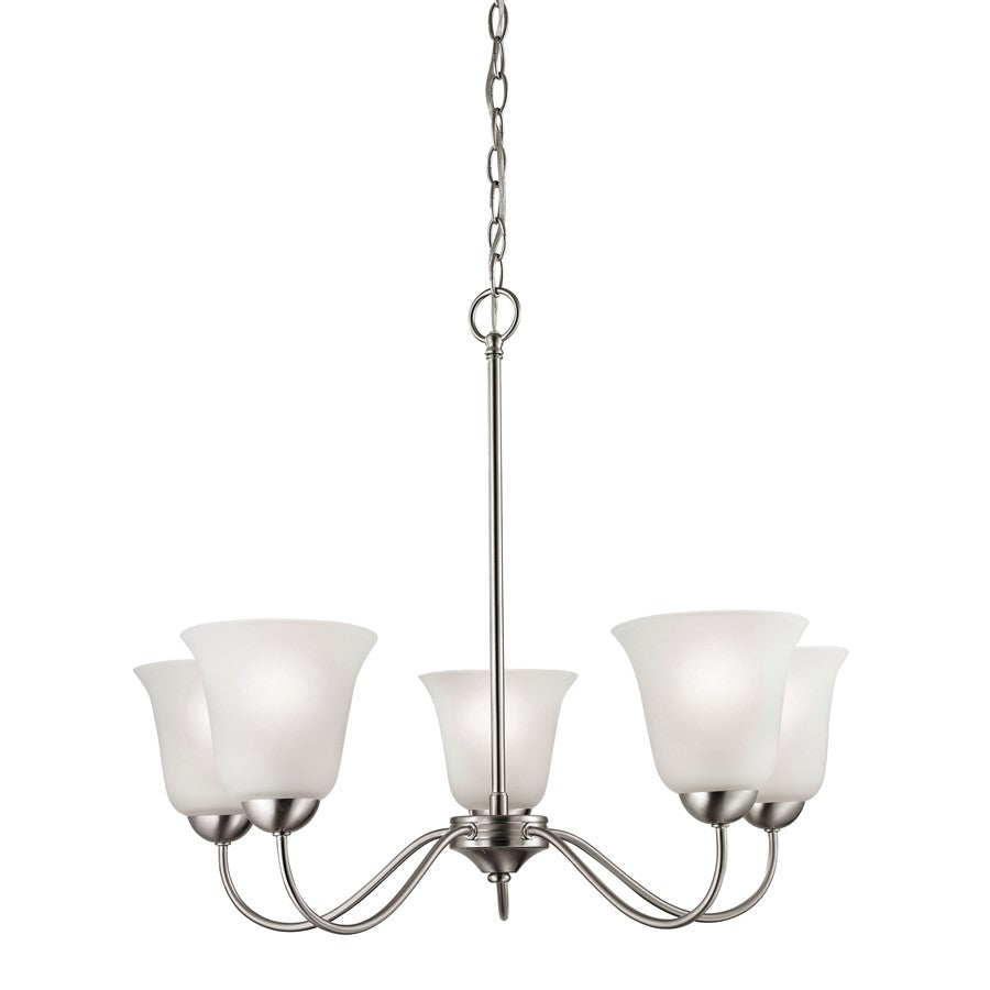 Atlas Lighting Conway 26''W 5Lt Chandelier, Brushed Nickel/White - CL11135-NK