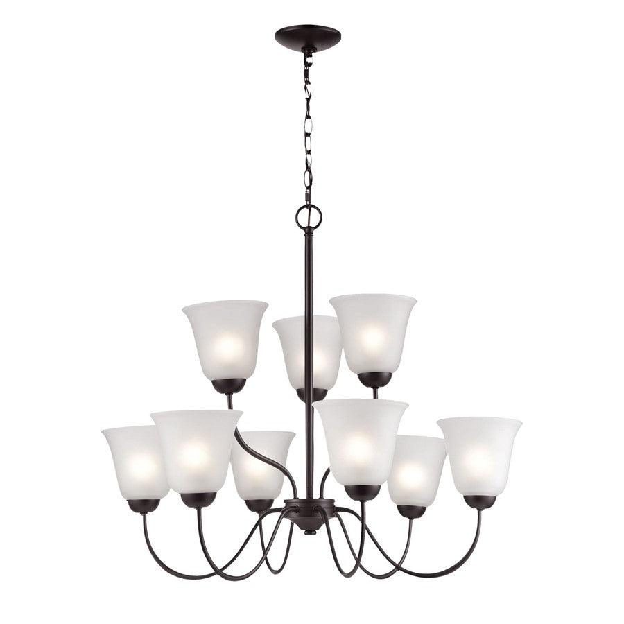 Atlas Lighting Conway 26'' Wide 9Lt Chandelier, Bronze/White - CL11136-BZ