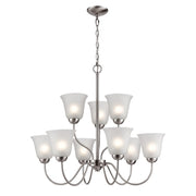 Atlas Lighting Conway 26''W 9Lt Chandelier, Brushed Nickel/White - CL11136-NK