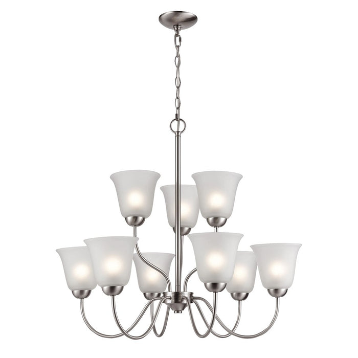 Atlas Lighting Conway 26''W 9Lt Chandelier, Brushed Nickel/White - CL11136-NK