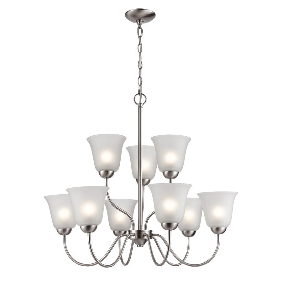 Atlas Lighting Conway 26''W 9Lt Chandelier, Brushed Nickel/White - CL11136-NK