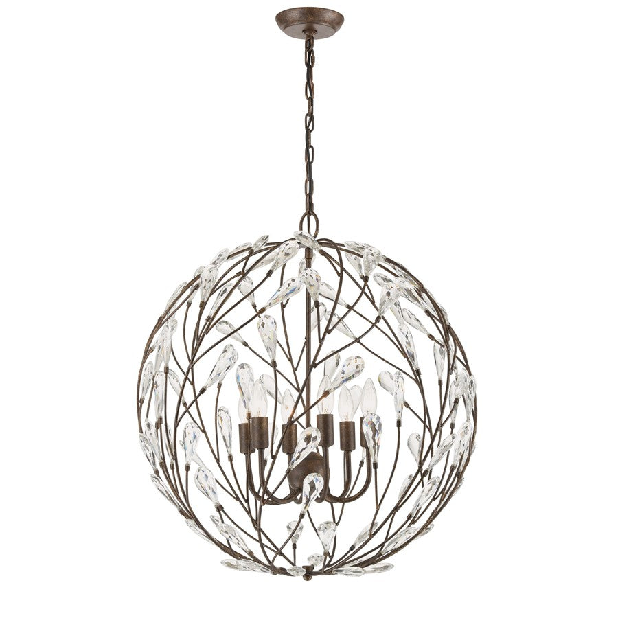 Atlas Lighting Crislett 25'' Wide 6Lt Chandelier, Bronze/Clear