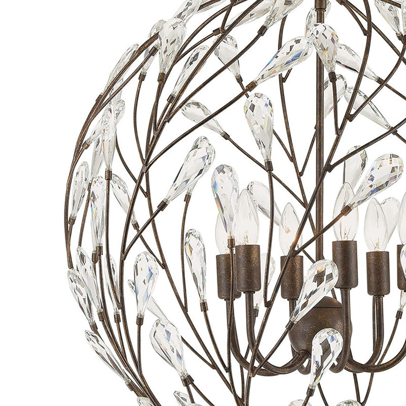 Atlas Lighting Crislett 25in 6-Light Chandelier | Transitional Sunglow Bronze and Clear Crystal | Dining Room & Living Room | Model CL11138-BZ